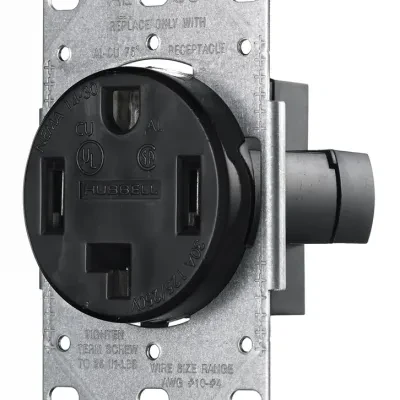 Hubbell Wiring Device Kellems, TradeSelect, Straight Blade Devices,Residential Grade, Receptacles, Single, 30A 125/250V, 3-Pole 4-WireGrounding, 14-30R, Flush Mount, Black
