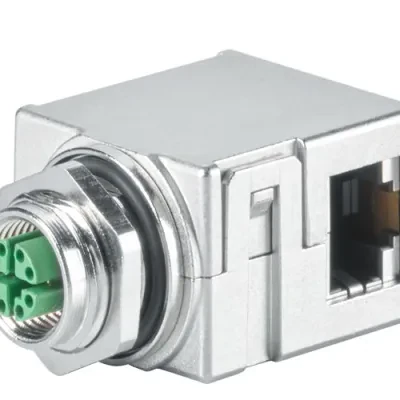 IE M12 PANEL FEEDTHROUGH 4X2 M12 CONTROL CABINET BUSHING TRANSITITION FROM M12 CONNECT-TECHN.(X-CODED, IP65/ 67) TO RJ45 CONNECT TECHNOLOGY IP20(X-CODED) 1 PACKAGE = 5 PCS