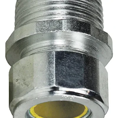 Steel Strain Relief Connector, 3/4 in. Size, 0.650 to 0.750 in. conductor range, Zinc Plated Finish, Yellow