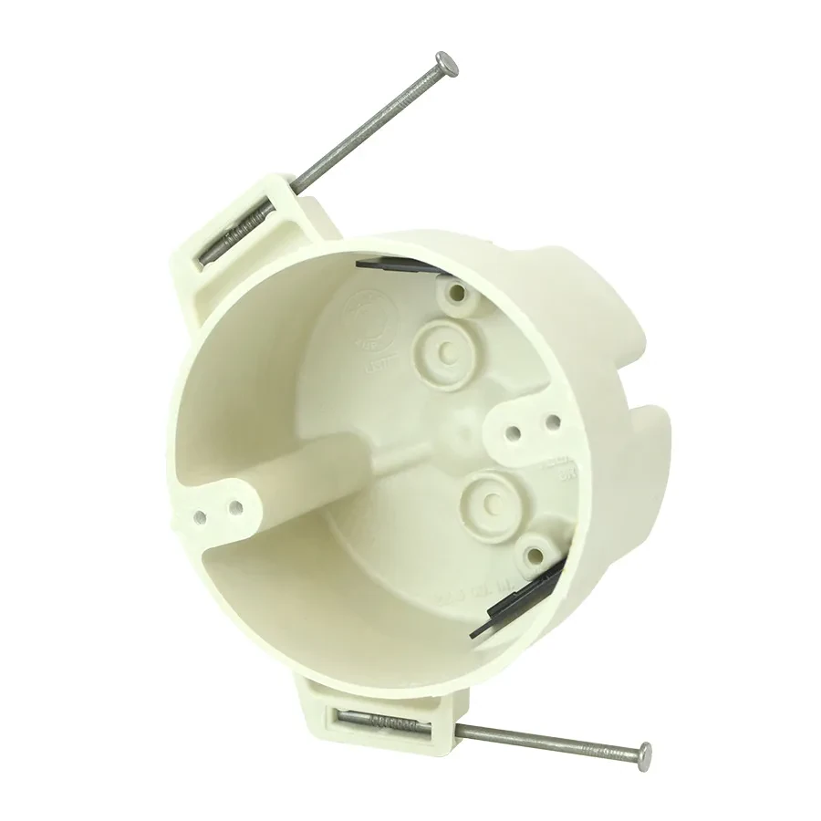 22.5 Cu. In. 4" dia. round fixture support box for use with nonmetallic sheathed cable - Machine tapped fixture holes, rigid hard box construction, no distortion with high temperat...
