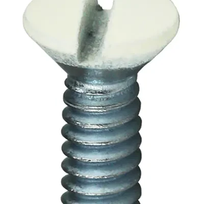 Oval Head Wall Plate Screw, Steel material, 3/4 in. length, #6-32 thread size, Ivory head color, Painted finish, Slotted drive