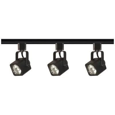 3 Light - MR16 - Square Track Kit - Line Voltage - Black