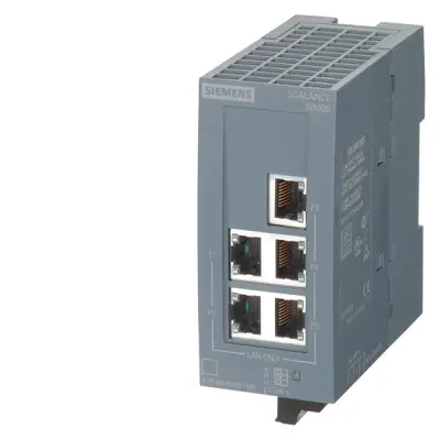 SCALANCE XB005 UNMANAGED INDUSTRIAL ETHERNET SWITCH FOR 10/100MBIT/S WITH 5 X 10/100MBIT/S TWISTED PAIR- PORTS WITH RJ45-SOCKETS FOR CONFIGURING SMALL STAR- AND LINE TOPOGRAPHIES L...