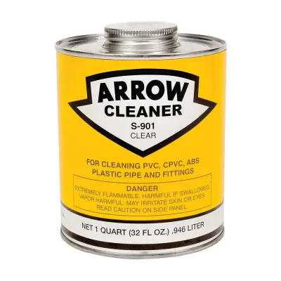 MADISON, 1/2 PINTS PVC CLEANER PVC CLEANER   SLOVENT CLEANER FOR ALL TYPES OF PLASTIC.CAN BE USED ON PVC,ABS,CPVC,AND STYRERE PLASTIC PIPE & FITTINGS COLOR-CLEAR,DENSITY-6.7,VISCOS...