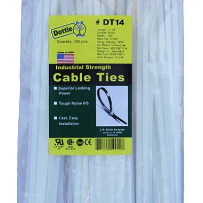 Standard Duty Cable Ties, 0.18 in. width, 11.25 in. length, 0.052 in. thickness, 3.062 in. bundle diameter, Nylon material, Natural, 50 lb. tensile strength