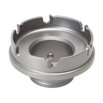 Quick Change Carbide Tipped Hole Cutter 2-3/8" (60.3 mm).  Cuts stainless steel quickly and easily.  Quick Change arbor allows you to change cutter heads with a simple push and a t...