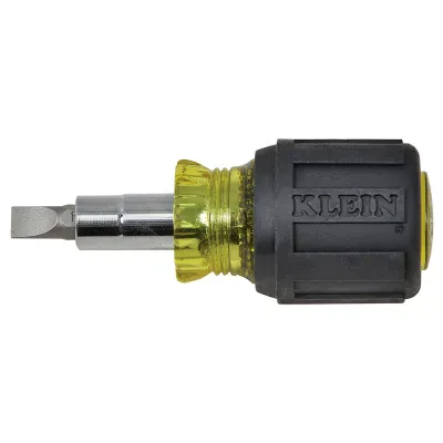 Multi-Bit Screwdriver / Nut Driver, 6-in-1, Stubby, Ph, Sl Bits, Multi-bit stubby screwdriver / nut driver with compact interchangeable shaft holds 4 universal tips and converts to...