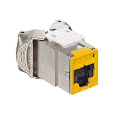 Atlas-X1 Cat 6A Shielded QuickPort Connector with Shutters, Component-Rated, Yellow