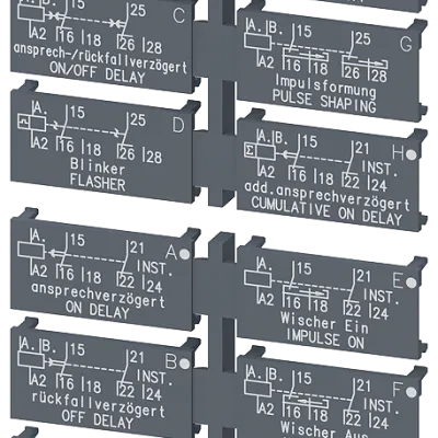 Label set. f. multi-function device. 2 changeover contacts consists of 2x5 label sets