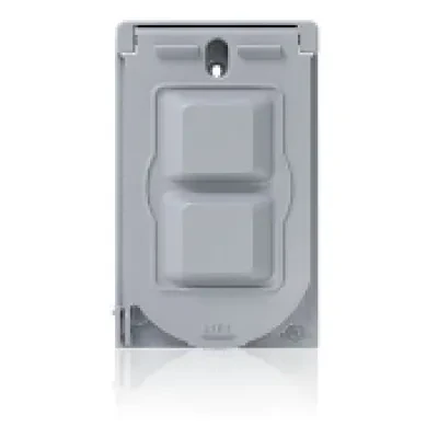 1-Gang Vertical Mount Weatherproof Cover for GFCI, Single Receptacle or Duplex Receptacle, Metallic Enclosure, Flat Lid, Includes inserts for GFCI, Single Receptacle and Duplex Rec...