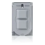 1-Gang Vertical Mount Weatherproof Cover for GFCI, Single Receptacle or Duplex Receptacle, Metallic Enclosure, Flat Lid, Includes inserts for GFCI, Single Receptacle and Duplex Rec...