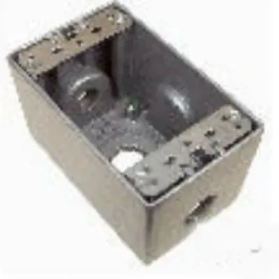 TEDDICO, Outlet Box, Single Gang, Deep, Weatherproof, Number Of Outlet: 3 Threaded, Material: Die Cast Metal, Size: 4-9/16 X 2-13/16 X 2-5/8 IN, Color: Grey, Construction: Rugged,...