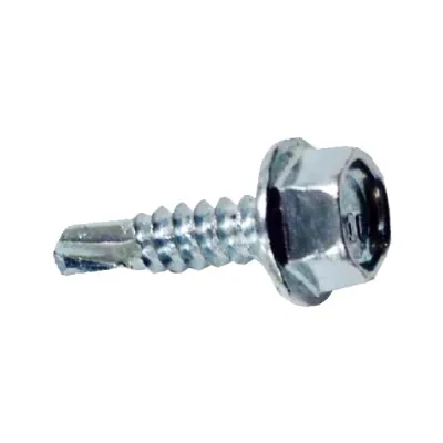 High Hat Self Drill Screw, Steel material, #10 Size, 1-1/2 in. length, 5/16 in. head width, Hex Washer, Unslotted head, Zinc Chromate finish, 5000 per pack, Hex Unslotted drive typ...
