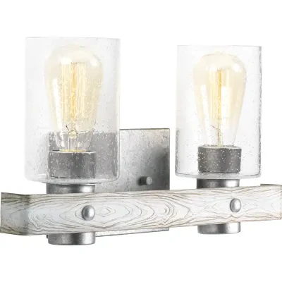 The Gulliver Collection two-light bath & vanity feature a dual toned frame color combinations of Galvanized with antique white accents. A hand painted wood grained texture compleme...