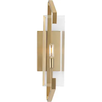 A stylish Brushed Bronze finish frames brilliant clear beveled glass panels in the Cahill collection one-light wall sconce-bath bracket. Ideal for luxe or mid-century modern interi...