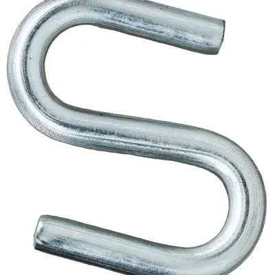 S-Hook, 1 in. overall length, 3/16 in. opening size, Low Carbon Cold Drawn Steel,1/4 in. eye diameter, 11 GA wire size
