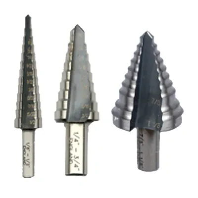 Multi Step Drill, 1/2, 3/4, 1-1/8 in. maximum drill diameter, 1/8, 1/4, 7/8 in. minimum drill diameter, 13, 9, 3 number of drill stages, 1 per pack