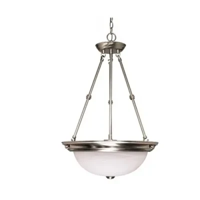 3 Light - 15 - Pendant - Alabaster Glass - Brushed Nickel