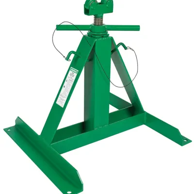 Wide, welded steel base for added stability with 5/8 IN holes.     Roller bearings fit in the spindle groove to keep the spindle in place and turning freely.     Two stands and a s...