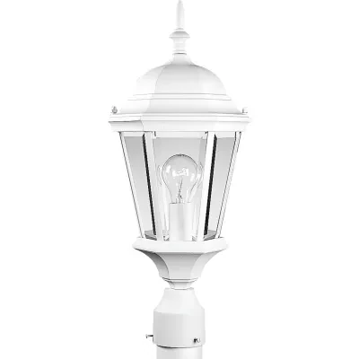 The Welbourne collection features hexagonal framework with vine inspired scrolls and clear beveled glass panels. Cast aluminum construction with durable powder coat finish. One-lig...