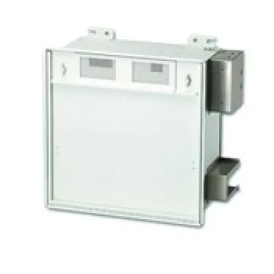 CEILING ENCLOSURE, 2' X 2' WITH JUNCTION BOX FOR DUPLEX POWER OUTLET, AND A FAN, ACCOMODATES 2U OF ACTIVE LAN EQUIPMENT, AND UP TO 5U OF 19" WIDE RACK MOUNT SPACE DIVIDED INTO 2U-1...