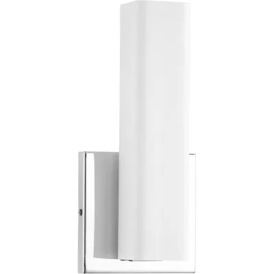 Beam LED vanity and sconces feature a squared, tubular opal glass diffuser paired with a simple, modern metal canopy. An integrated LED source provides a variety of energy and cost...