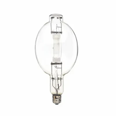 HID Metal Halide Lamp, Designation: MH1500/BT56/U/4K, 1500 WTT, BT56 Shape, E39 Mogul Base, Clear, 3000 HR, Lumens: 167000 LM Initial, 4200 DEG K Color Temperature, Cool White 65 C...