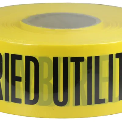 Underground Tape, Non-Adhesive, Yellow, 1000 ft. length, Non-Adhesive Polyethylene material, "Caution Buried Utility Line Below" legend, 4 mil. thickness, 3 in. width