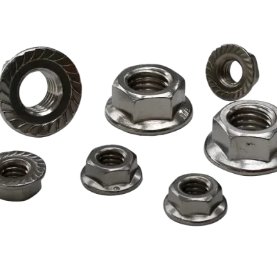 Serrated Hex Flange Lock Nut, 18-8 grade, 1/4-20 in. Size, 100 per pack, Stainless Steel