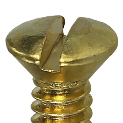 Oval Head Wall Plate Screw, Steel material, 1/2 in. length, #6-32 thread size, Brass head color, Brass Plated finish, Slotted drive