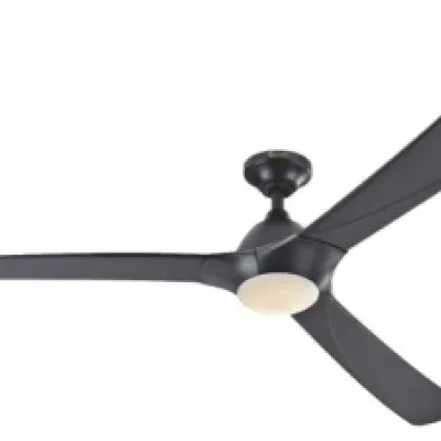 72" Black Finish Black ABS Blades Includes Light Kit with Opal Frosted Glass
