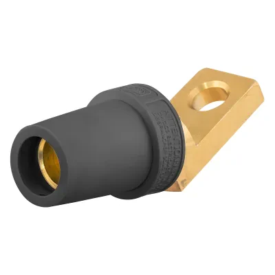 Hubbell Wiring Device Kellems, Single Pole Products, 300/400A Series,Angled Female, Offset Stud Type, Black
