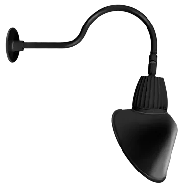 Gooseneck Style1 13W, 3000k, LED AngLED Cone Shade, Black