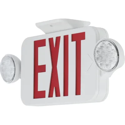 LED Exit Sign Combo, Face style: Universal, Color: White, Number of Lamps: 2, Voltage Rating: Dual-voltage 120 or 277 VAC. The PECUE Series can be applied in stair-wells, hallways,...