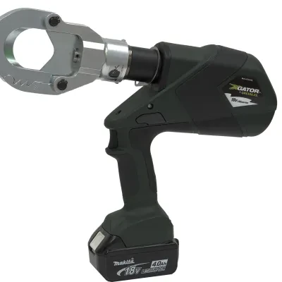 Gator® ESG50L Battery Powered Cable Cutter with 230V Charger.   Equipped with Bluetooth™ Communication enabled via the Greenlee Gator Eye app.  Features LED display screen communic...