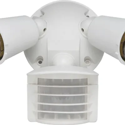 Luminator 110 Sensor with2 Flood,s 300W,120V with Round Cover, White