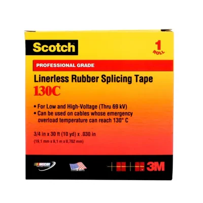 Scotch® Tape 130C is a linerless 30 mil thick, premium grade, rubber splicing tape used for splicing and terminating cables and wires. It withstands temperatures up to 194 °F (90 °...