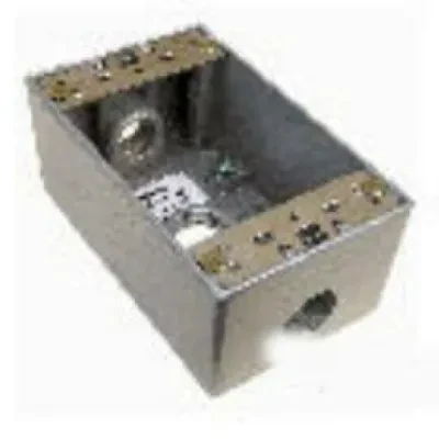 TEDDICO, Outlet Box, Single Gang, Weatherproof, Number Of Outlet: 3 Threaded, Material: Die Cast Metal, Size: 4-9/16 X 2-13/16 X 2 IN, Color: Grey, Construction: Rugged, Seamless,...