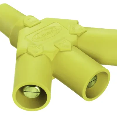 Hubbell Wiring Device Kellems, Heavy Duty Products, Single Pole Devices,Industrial Grade, Female-Male-Male-Male, Tri-Tap, 400A 250V DC/600V AC,Single Conductor, Pre-Wired, Yellow