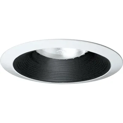 Long neck 6 in Baffle trim in a Black finish. Baffle is a two-piece construction with separate white flange ring. UL & CUL listed for damp locations. 7-3/4 in outside diameter.