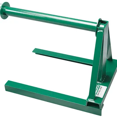 Rope Reel Stand 1.9" (48 mm) Diameter Spindle, 24" Maximum Reel Diameter and 19" Maximum Reel Width.  Use to organize and rewind rope.  Welded steel with washer and spring clip to...