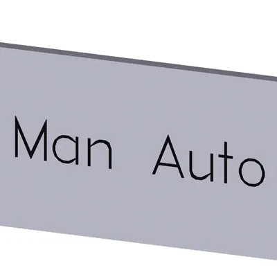 Labeling plate snap-on or self-adhesive for label holder, label size 12.5 x 27mm, label silver, lettering black, with inscription man auto