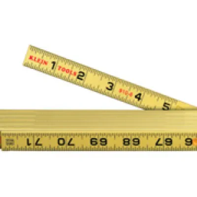 Fiberglass Folding Rule, Inside Reading, Black markings on yellow, with red stud center markings every 16-Inches