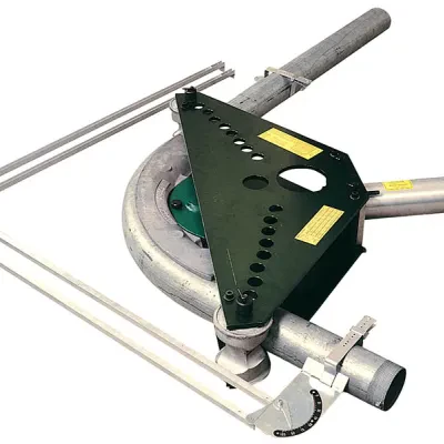 Rigid Conduit Bender for One-Shot 90° bends in 1-1/4" - 4".  Strong, yet lightweight, portable, pin-assembled aluminum components.  Easy-to-use ram travel scale and charts for accu...