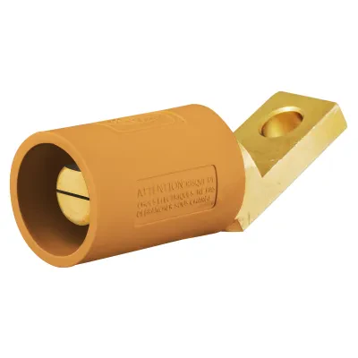 Hubbell Wiring Device Kellems, Single Pole Products, 300/400A Series,Angled Male, Offset Stud Type, Orange