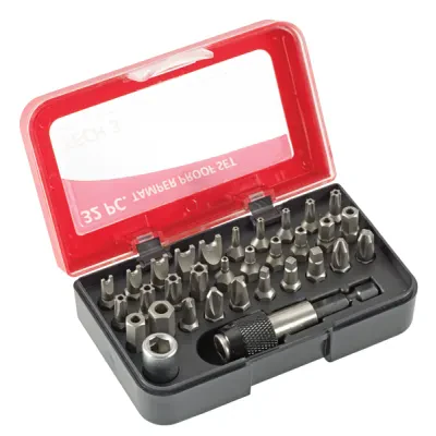 Tamper Proof Screwdriver Bit Set, #6, #8, #10, #12, #14 (Spanner), T8, T9, T10, T15, T20, T25, T27 (Star Tamper), 3/32 in., 1/8 in., 9/64 in., 5/32 in., 3/16 in., 7/32 in., 1/4 in....