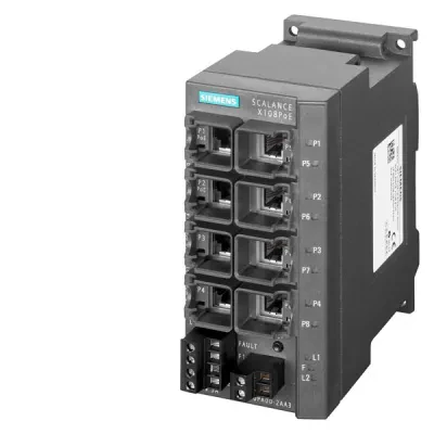 SCALANCE X108POE UNMANAGED IE SWITCH, 2 X 10/100MBIT/S RJ45 POWER OVER ETHERNETPORTS AND 6 X 10/100MBIT/S RJ45 PORTS, LED-DIAGNOSIS, FAULT SIGNAL. CONTACT WITH SET BUTTON, REDUNDAN...