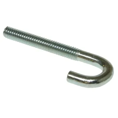 J-Bolt, Hook Bolt, 1/4 in. diameter, 20 thread pitch/thread per inch, 1-1/2 in. thread length, 2-5/16 in. overall length, Steel, Zinc Chromate finish, 7/16 in. inside diameter, 10...