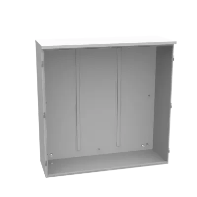 48x16x48 Hinge Cover Type 3R Steel No Knockouts ANSI 61 Gray Double Doors Padlocking 3PT Handle Back Panel Weld Studs Drip Shield No Center Post
