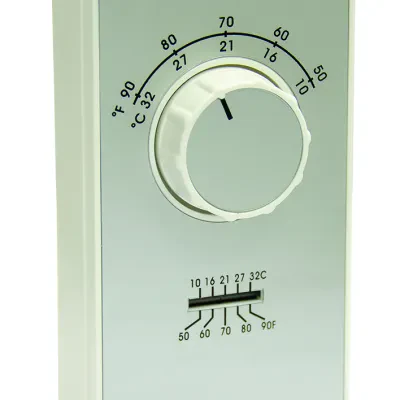 50-90 DEG F SPST Cool Only Thermostat with Thermometer and Terminal Connections